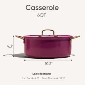 Carote 6QT Tri-Ply Stainless Steel Stock Pot with Lid, Induction Cookware Pot, Easy Cleaning Saucepan (Purple)