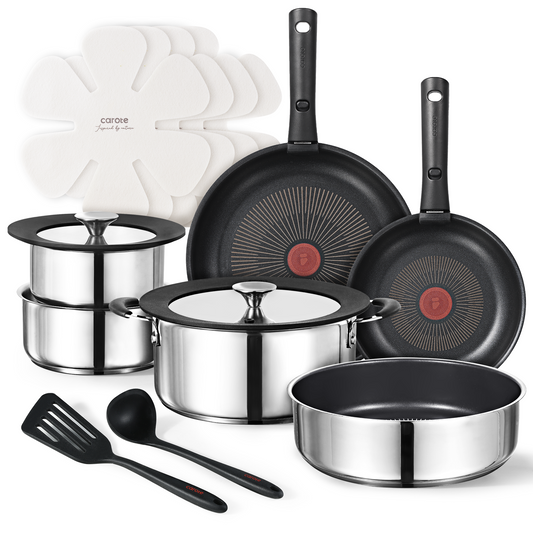 Carote 16pcs nonstick cookware set with detachable handle, stainless steel