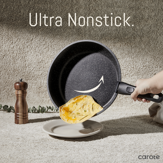 CAROTE 17 件不沾鍋具套裝，帶可拆卸手柄，電磁廚房套裝，不粘，可拆卸手柄，房車烤箱安全，黑色