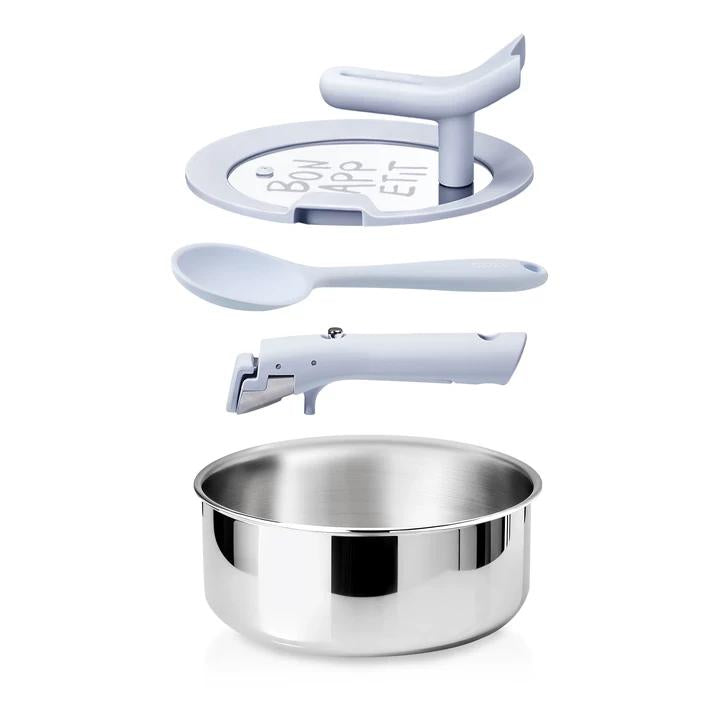 CAROTE 3QT Stainless Steel Sauce Pan with Stand-Up Lid, Nonstick Stainless Steel Pot with Detachable Handle, Non Toxic Kitchen Saucepan, Induction Kitchen Cookware, Oven Safe to 600°F