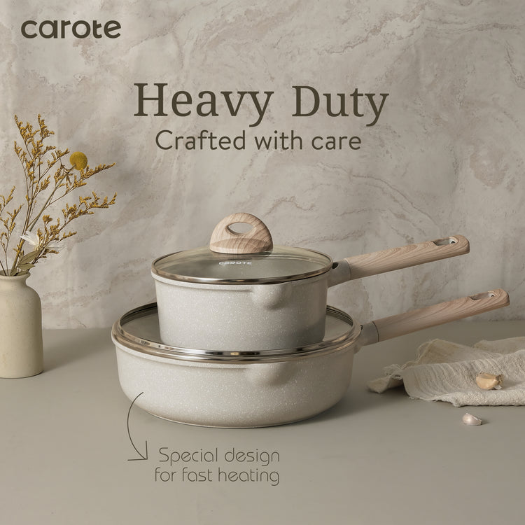 Carote Beige Granite 8 Pcs Cookware Set