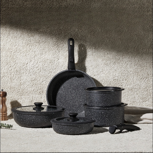 CAROTE 11pcs Black Removable Handle Pots and Pans Set Detachable Cookware set