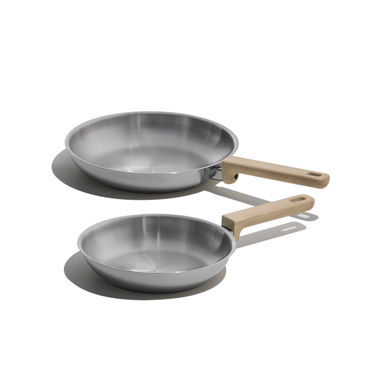 CAROTE 10"+ 8" Stainless Steel Frying Pan set, Non-Toxic Fry Pan Egg Pan Omelet Pan,Dishwasher and Oven Safe, Induction, Ceramic and Gas Cooktops Compatible