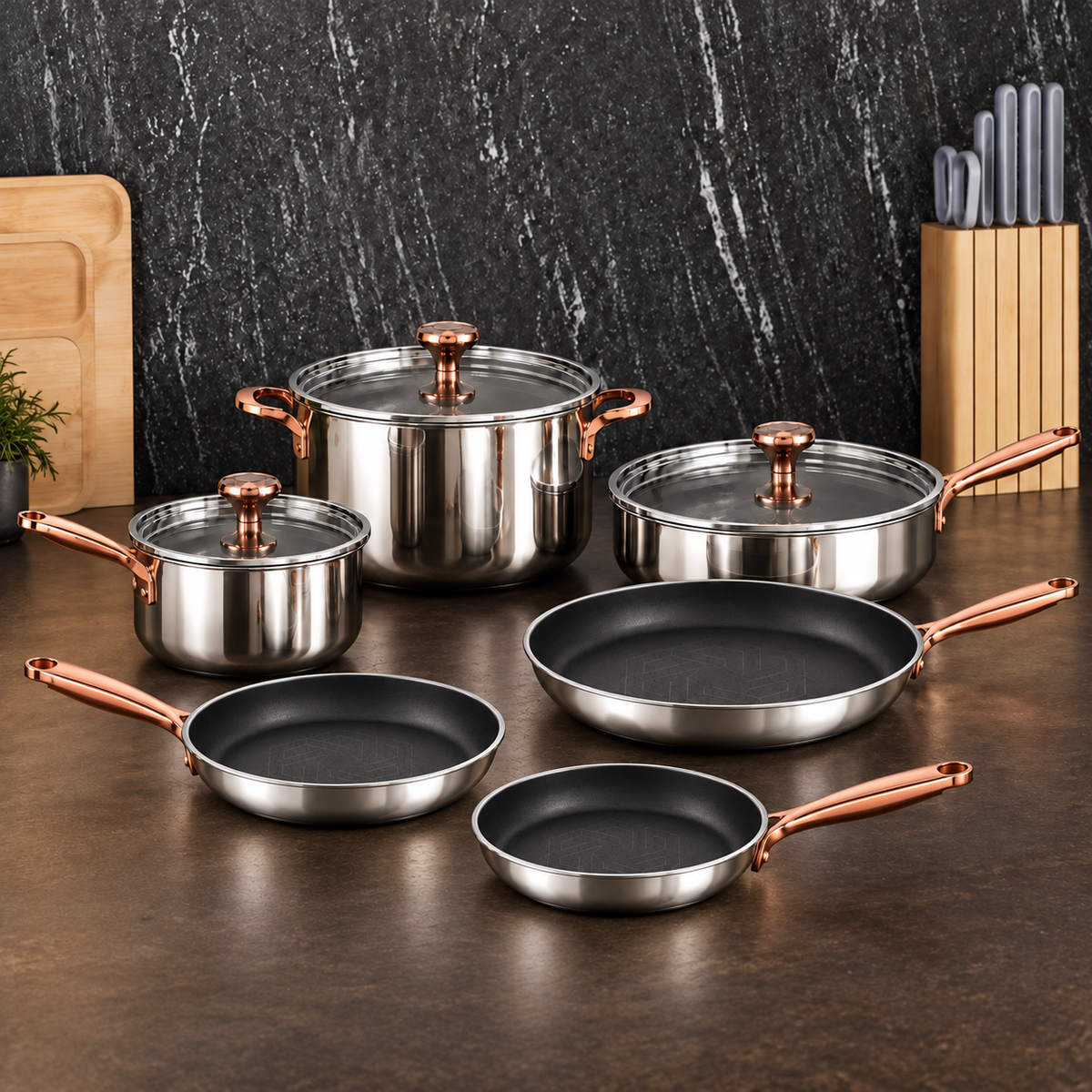 HexaForge Stainless Steel Cookware Set