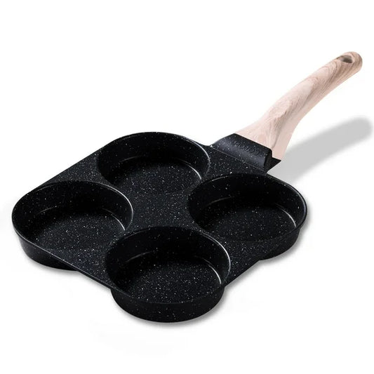 Carote4-Cup Nonstick Egg and Burger Pan, Breakfast Skillet with Divided Sections, Induction Compatible