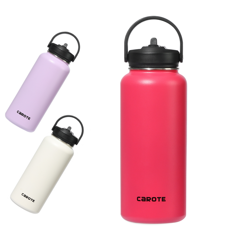 CAROTE Insulated Water Bottles, Water Bottle with Lid and Straw, Wide Mouth Water Bottle with Flex Cap, 32Oz