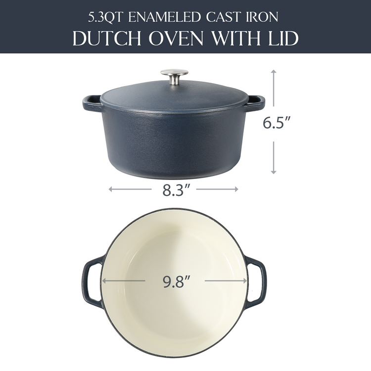 CAROTE 6Qt Enamel Cast Iron Dutch Oven Pot With Lid, Oven Safe Up to 5