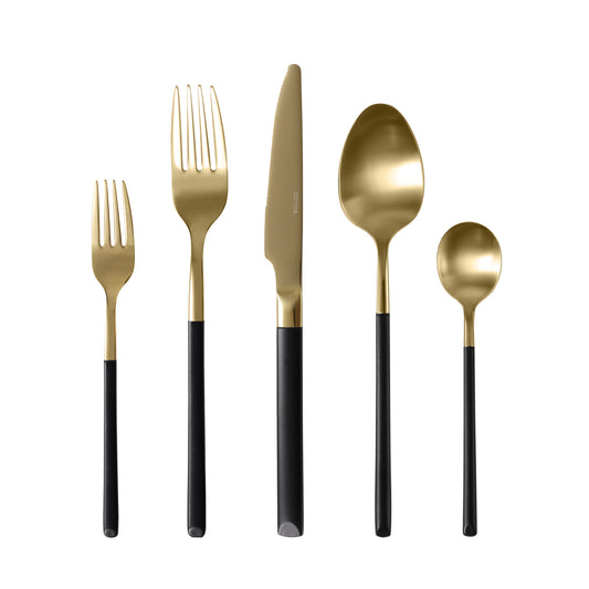 CAROTE Silverware Set, 30Pcs Heavy Duty Stainless Steel Flatware Sets for 6, Mirror Polished Cutlery Set Including Knife Fork Spoon Set, Dishwasher Safe, Black and Gold