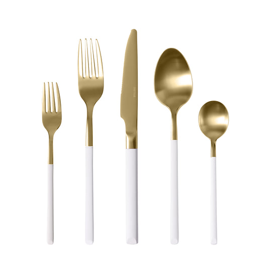 CAROTE Silverware Set, 30Pcs Heavy Duty Stainless Steel Flatware Sets for 6, Mirror Polished Cutlery Set Including Knife Fork Spoon Set, Dishwasher Safe, White and Gold