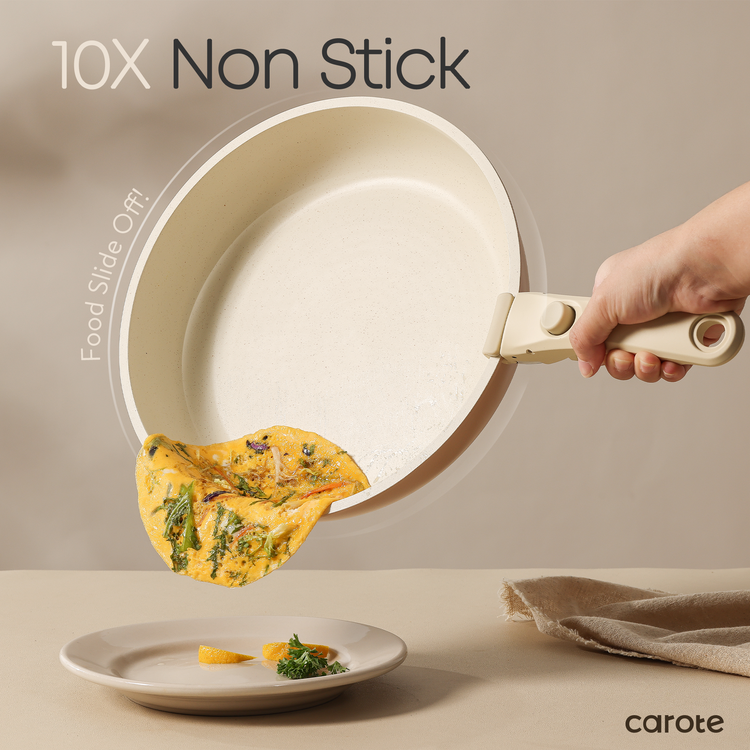 CAROTE 5 件套不沾鍋具套裝，附可拆卸手柄