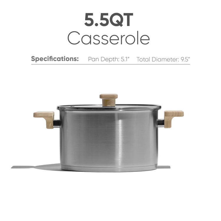Carote 5.5 Qt stainless steel pots, Nonstick Pasta & Cooking Pot, No coating Induction Stainless Steel Cookpot