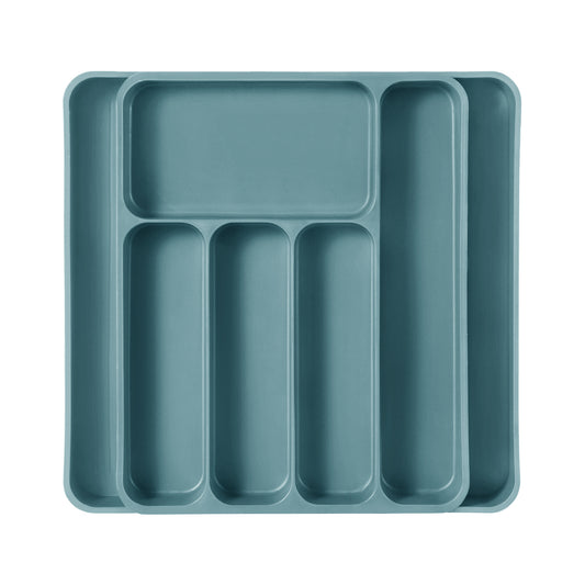 Carote Silverware Organizer for Spoons Forks Knives, Expandable Kitchen Drawer Organizer, BPA Free Adjustable Flatware and Cutlery Drawer Organizer, Large, Blue