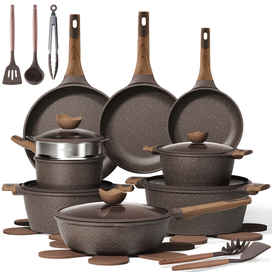 Carote 25PCS Pots and Pans Non Stick, Induction Cookware Sets Pot and Pan, Nonstick Kitchen Cooking