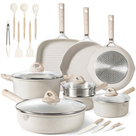 Carote 24pcs cosy collection cookware set with utensil and knife set