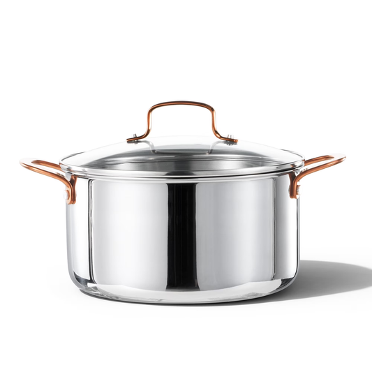 Carote 8QT Tri-Ply Stainless Steel Stock Pot with Lid, Induction Compatible Soup Pot for Cooking