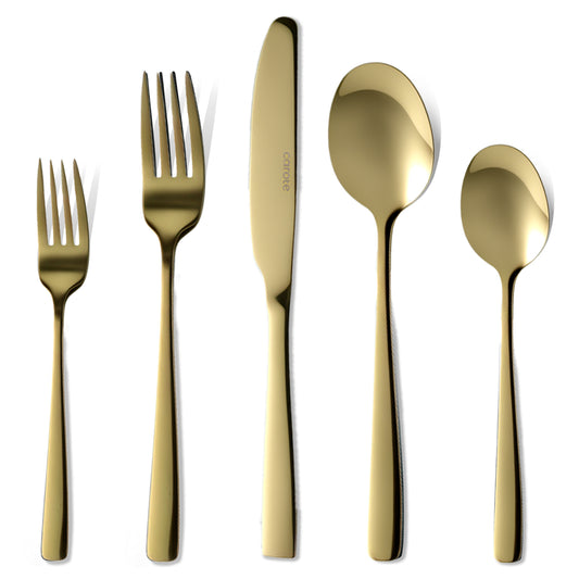 CAROTE 30 Piece Flatware Sets for 6, Food-Grade Stainless Steel Silverware Set with Spoons and Forks, Mirror Polished Cutlery Set, Dishwasher Safe, Gold