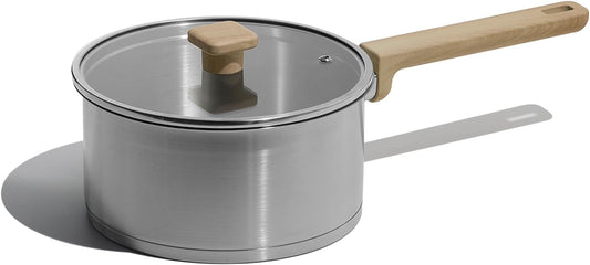CAROTE 3QT Saucepan with lid Small Kitchen Pot,3-ply Base,Induction Available Stainless Steel Pans Set,Tempered Glass Lids,Even heating,Fits all stoves