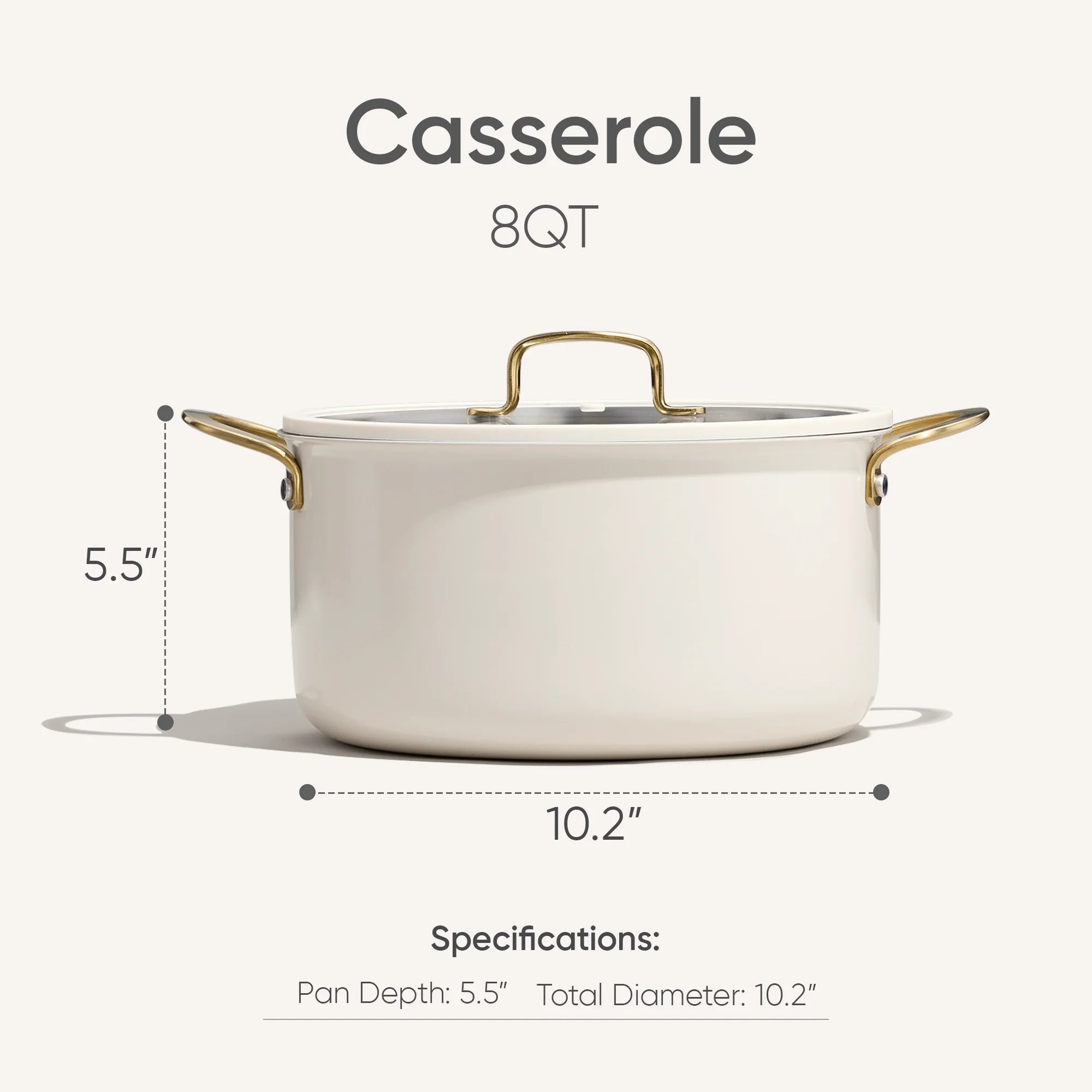 Carote 8QT Tri-Ply Stainless Steel Stock Pot with Lid, Induction Cookware Pot, Easy Cleaning Saucepan (White)