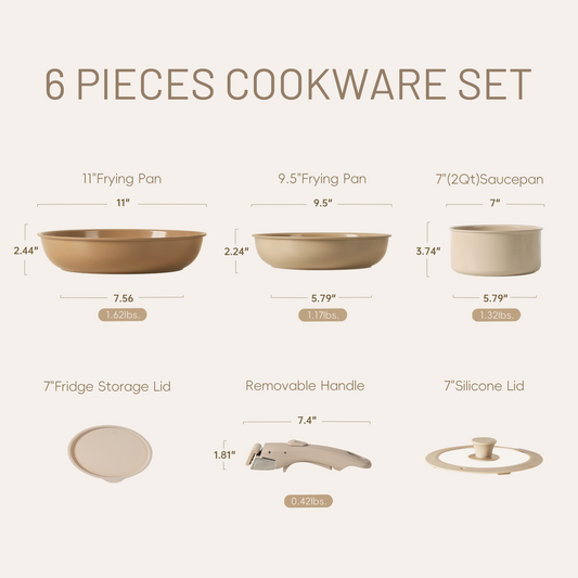 Carote Detachable Handle Nonstick Induction Cookware Set, 11 Piece