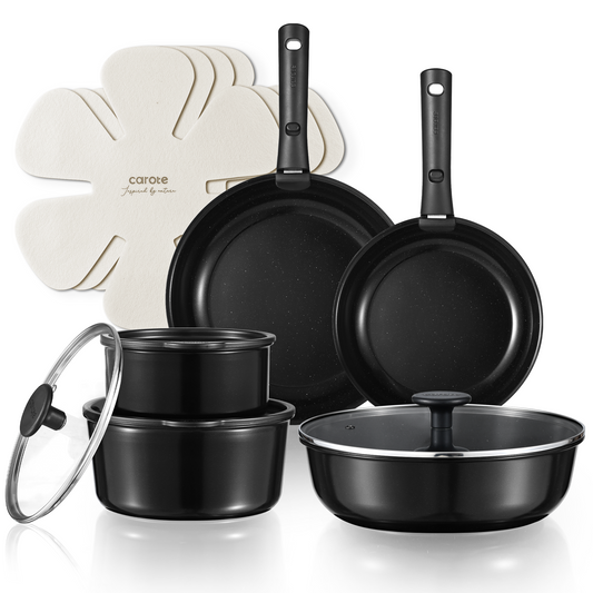 CAROTE 15pcs cookware set non stick, detachable handle