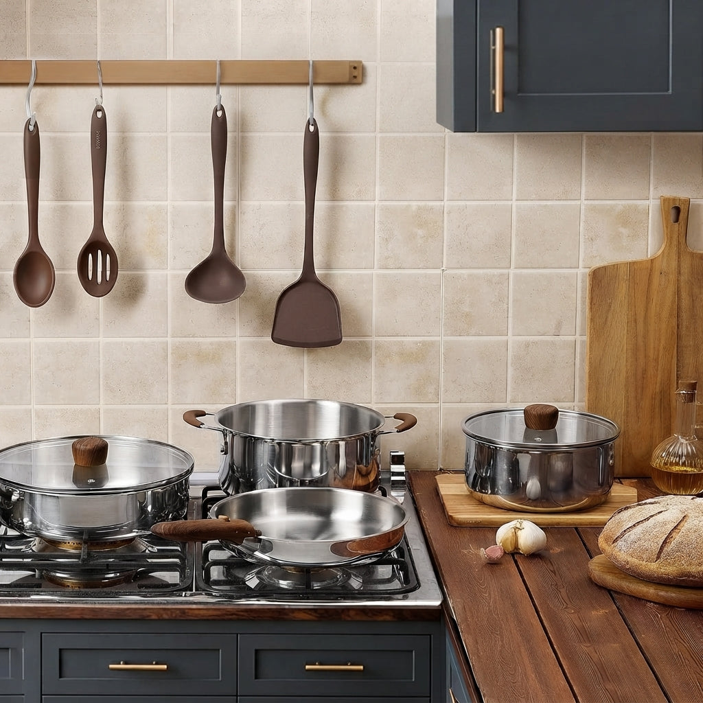 Tri-Ply Stainless Steel Detachable Cookware Set（19-Piece）