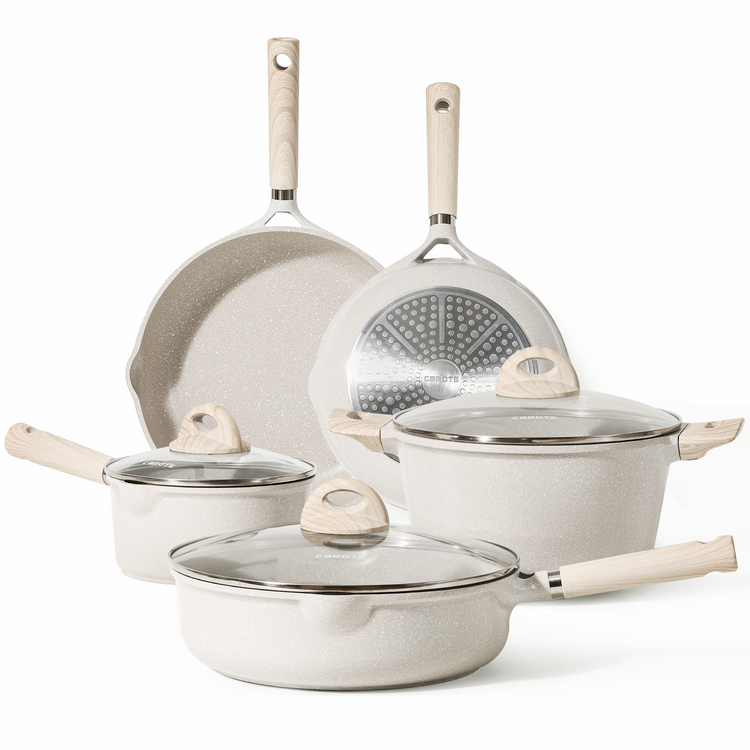 Carote Beige Granite 8 Pcs Cookware Set