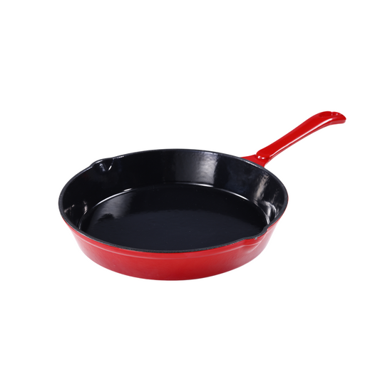 CAROTE Cast Iron Skillet Frying Pan, Oven, Stovetop, Grill, Campfire & Induction Compatible, Durable, Non-Toxic, Even-Heating Cookware, Red, Round, 8"