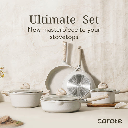 Carote Beige Granite 8 Pcs Cookware Set