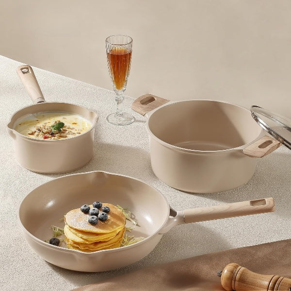 CAROTE 13-Piece Nonstick Pots and Pans Set, Kitchen Cookware Set, Taupe
