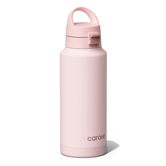 Carote 32oz Stainless Steel Tumblers,Insulated Water Bottle with Straw Leak Resistant Flip and Handle,Pink