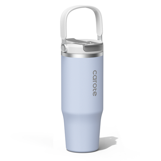 Carote 32oz Stainless Steel Tumblers,Insulated Water Bottle with Straw Leak Resistant Flip and Handle,Blue