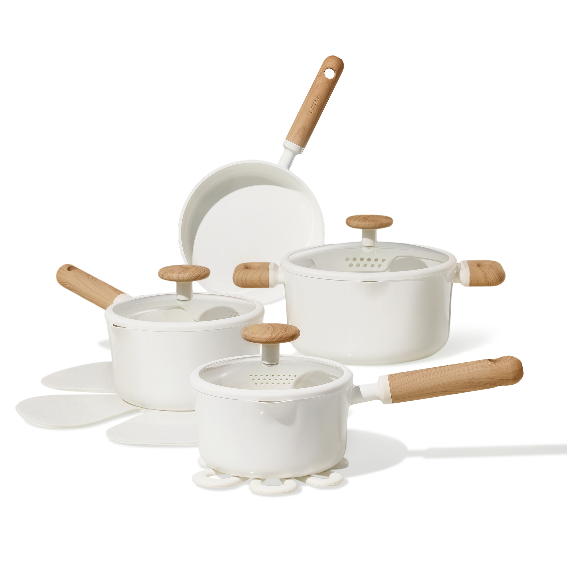 CAROTE Ceramic Cookware Set Nonstick, 11pcs Pots and Pans Set Nonstick, Non-Toxic & PFAS-Free, Dishwasher/Oven Safe, RV/Camping Cookware Set, Cooking Pots with Lids,Cream