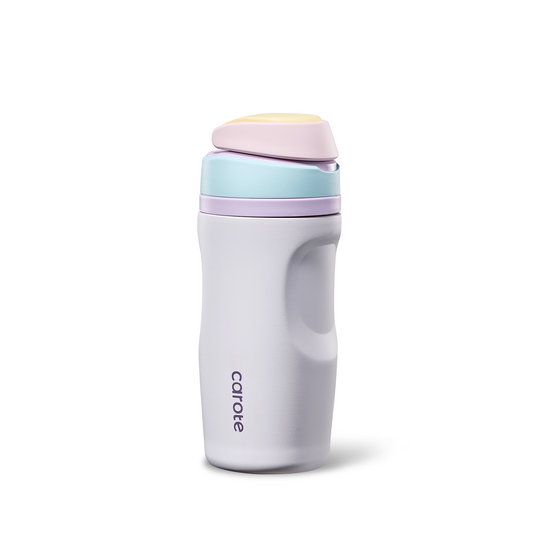 CAROTE Kids Insulated Stainless Steel Water Bottle Leak Proof, Girls Water Bottle with Handle, Dual Drink Spout with BPA-Free Straw, Great for School, Sports and Travel, 16 Oz, Sakura Purple