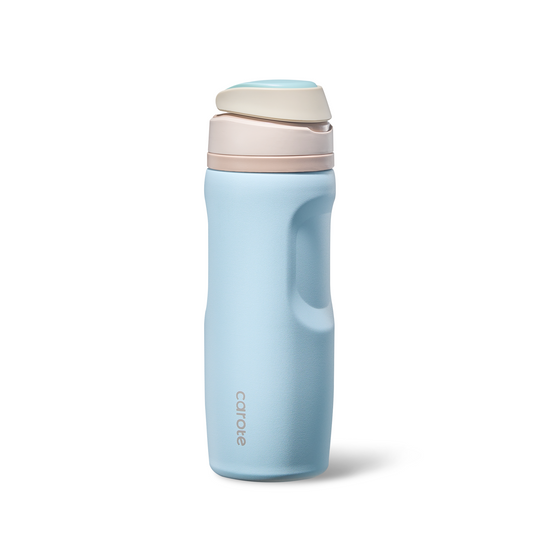 CAROTE Sip Free Insulated Stainless Steel Water Bottle with Straw, BPA-Free Sports Water Bottle, Great for Travel, Sunshine Coast Handle Tumbler, 26 Oz, Lake Blue