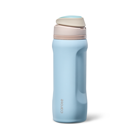 CAROTE Sip Free Insulated Stainless Steel Water Bottle with Straw, BPA-Free Sports Water Bottle, Great for Travel, Sunshine Coast Handle Tumbler, 32 Oz, Lake Blue