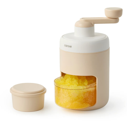 CAROTE Manual Ice Shaver Machine, Hand-Cranked Shaved Ice Machine with Ice Mold Box for Kitchen and Picnic, BPA-Free