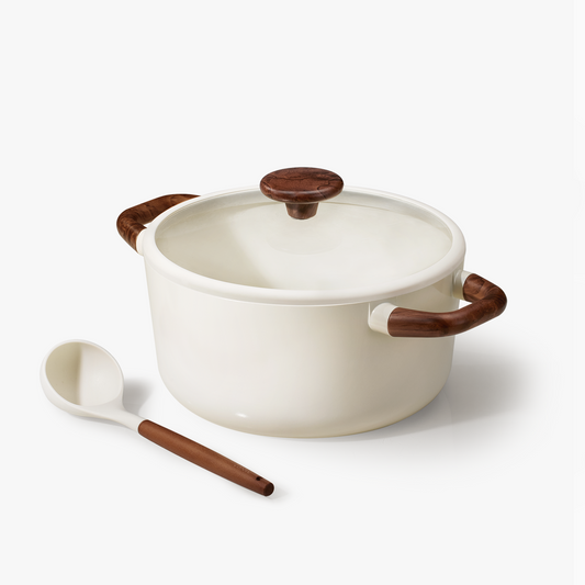 Carote 5QT Ceramic Nonstick Stock Pot with Lid and Wooden Spoon, 9.5" Soup Pot, Induction Compatible Cookware