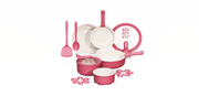 Carote 18 Pcs Nonstick Cookware Set, Pots and Pans Set with Detachable Handles, Oven/Dishwasher Safe, Stackable Kitchen Cooking Set, Rose Pink