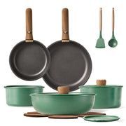 CAROTE 17PCS Pots and Pans Set Non Stick, Nonstick Cookware Sets Detachable Handle, Induction Kitchen Pots and Pan,RV Cooking Set, Oven/Dishwasher/Fridge Safe, Space Saving