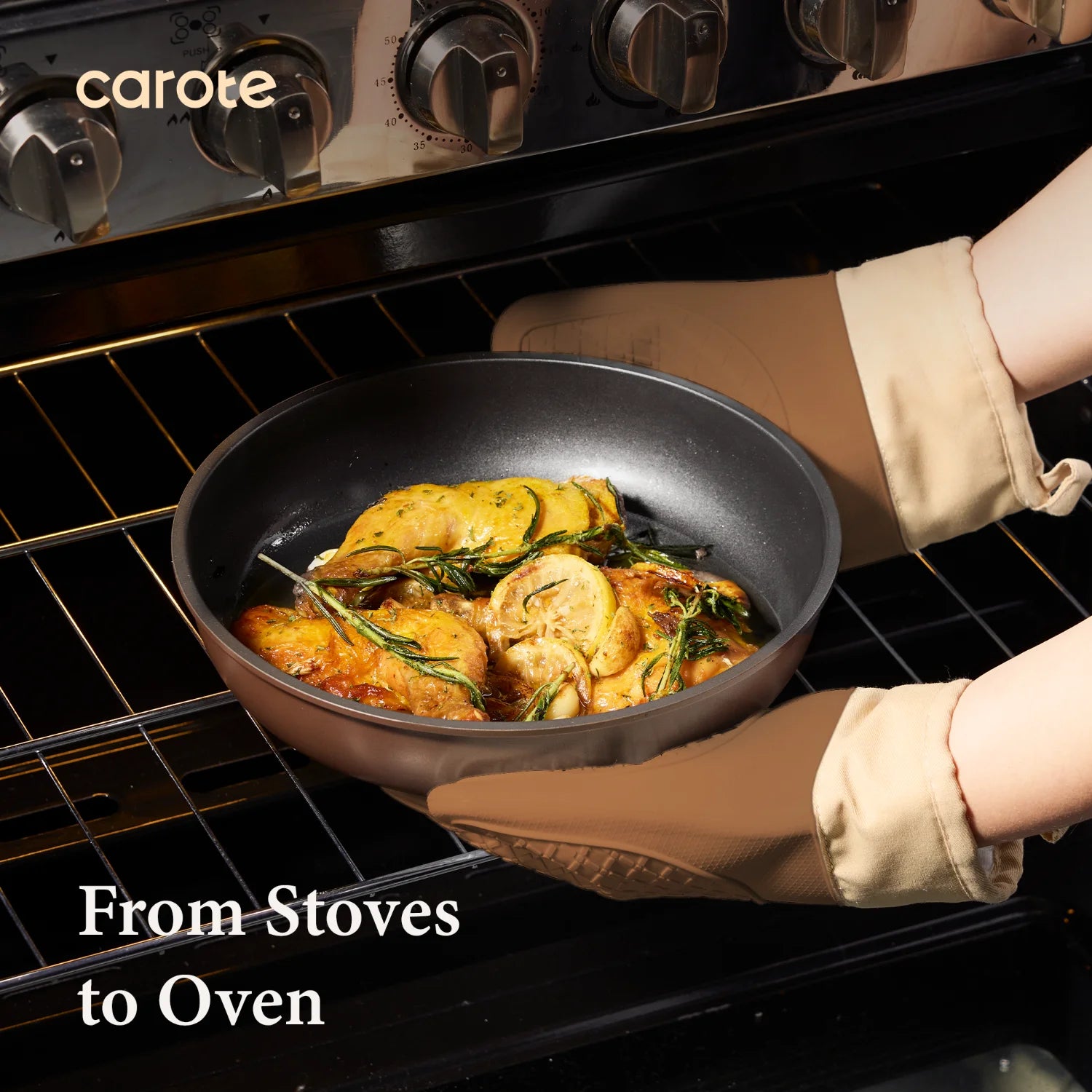 CAROTE 21pcs Pots and Pans Set, Nonstick Cookware Set Detachable Handle, Induction Kitchen Cookware Sets Non Stick with Removable Handle, RV Cookware Set, Oven Safe, Brown