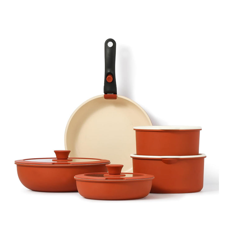 Pots and Pans Set with Detachable Handle, 6-Piece Nonstick Granite Cookware  Set