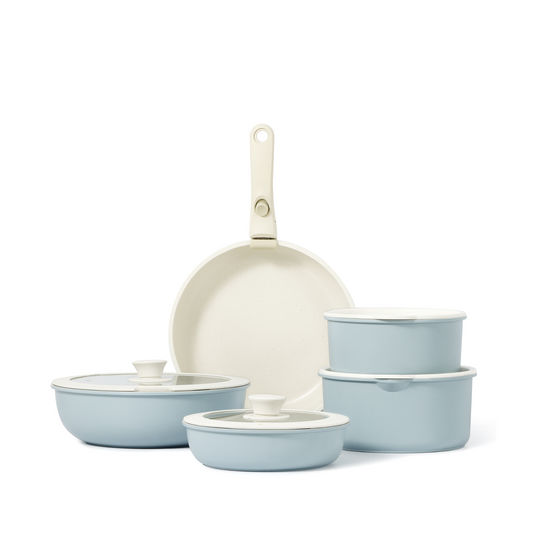 CAROTE 10-Piece Nonstick Cookware Set with Detachable Handles - Vibrant Blue