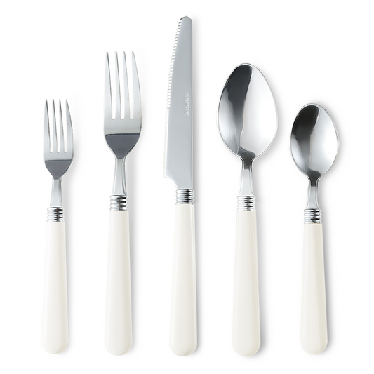 CAROTE 40Pcs Silverware Set, Stainless Steel Flatware Set with White Handle