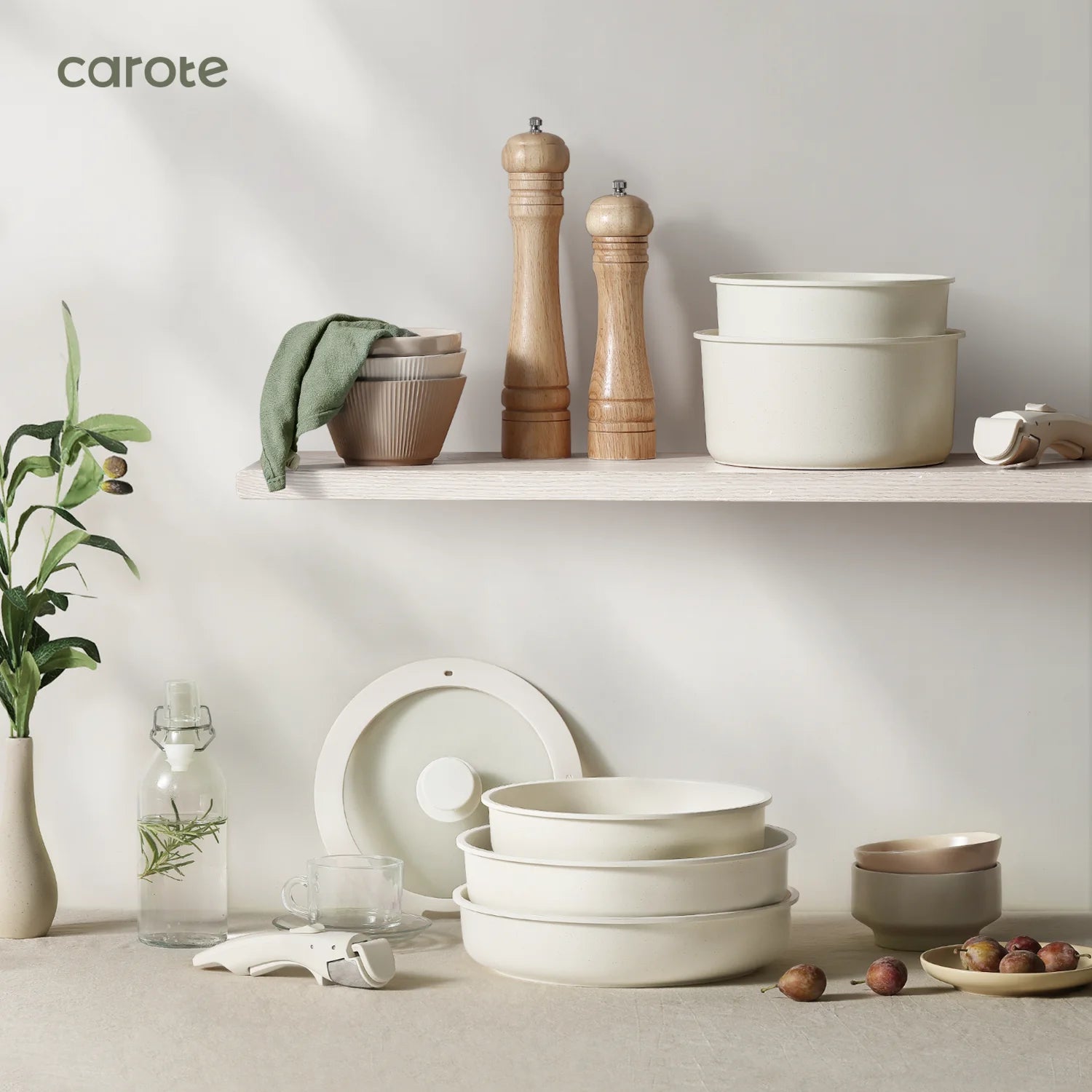 Cream detachable Cookware set - 33 pcs