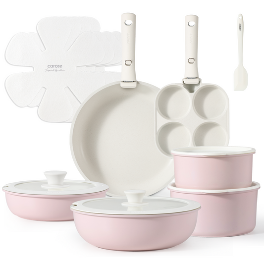 CAROTE 17pcs pots and pans set with detachable handle