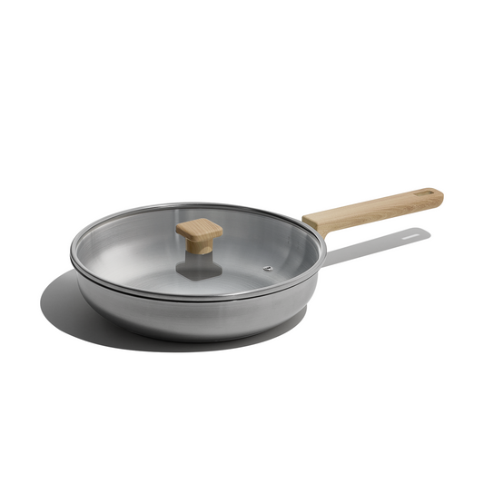 CAROTE 10" Stainless Steel Saute Pan with Lid - Non-Toxic Fry/Omelet Pan - Oven & Dishwasher Safe - Induction, Ceramic, Gas Cooktops Compatible