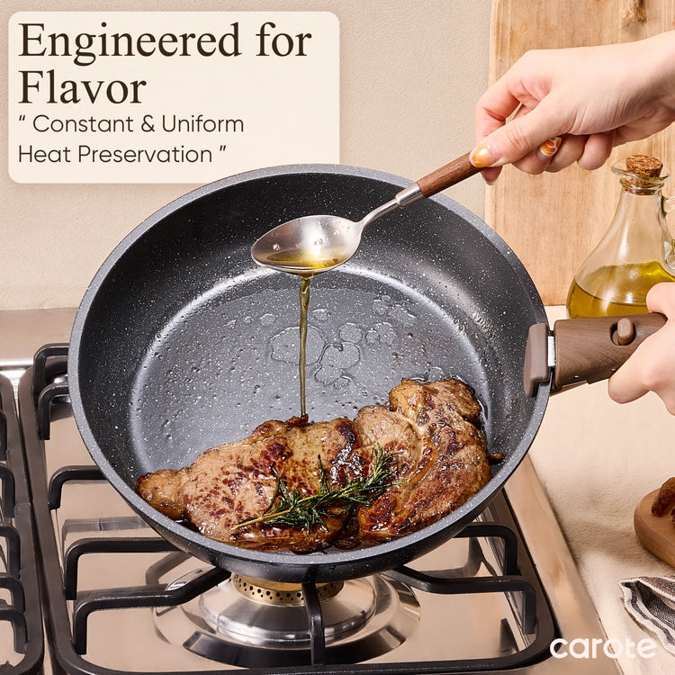 CAROTE 26pcs Pots and Pans Set Non Stick, Cookware Sets, Kitchen Set, Oven/Dishwasher/Fridge Safe, Space Saving Pots Set, Nonstick Set with Versatile Detachable Handle, Induction RV Set, Black