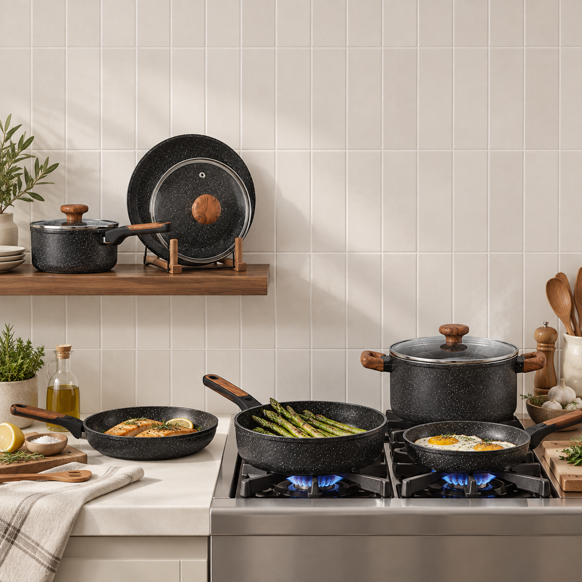 Fully Clad Detachable Nonstick Cookware Set