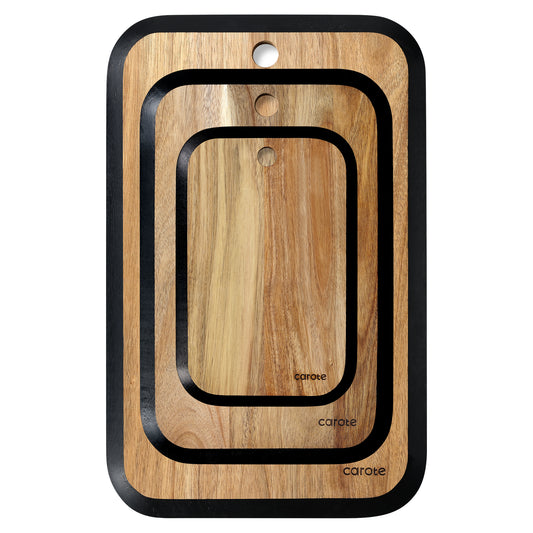 CAROTE 3pcs Wooden Cutting Boards for Kitchen, Acacia Wood Cutting Board for Meal Prep & Serving, Charcuterie boards & Chopping Butcher Block for Meat