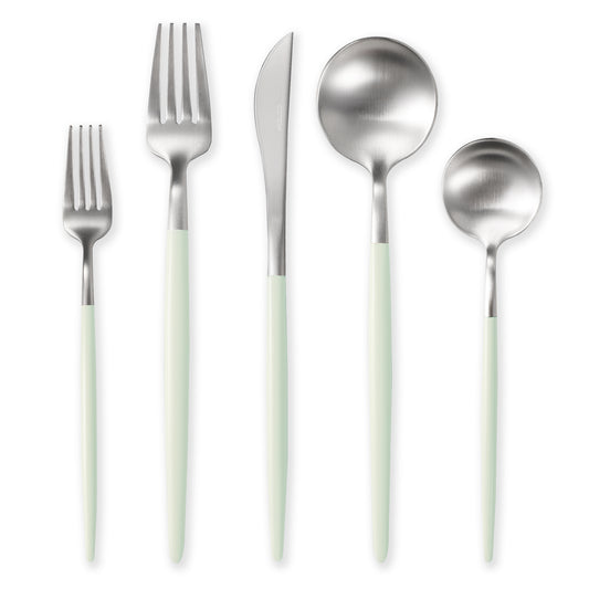 CAROTE Silverware Set, 20Pcs Heavy Duty Stainless Steel Flatware Sets for 4, Matte Polished Cutlery Set Including Knife Fork Spoon Set, Soft Green